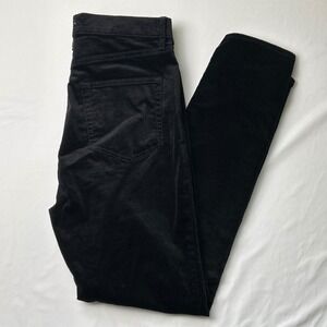 LOFT High Rise Skinny Leg Black Velvet Jeans Size 29/8 Stretch Chic Casual Goth